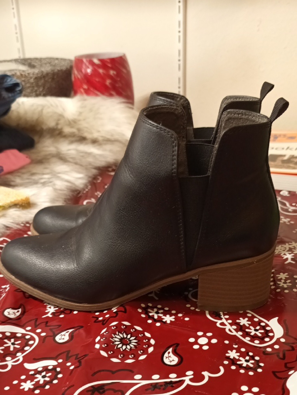 Dr. Scholl's Black Faux Leather Chelsea Booties with Block Heel